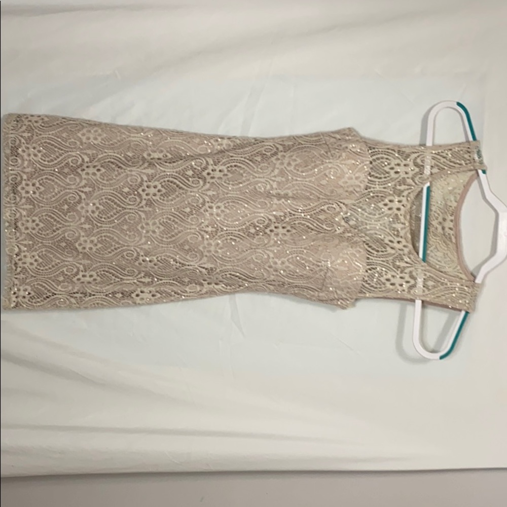 Tan with lace dress